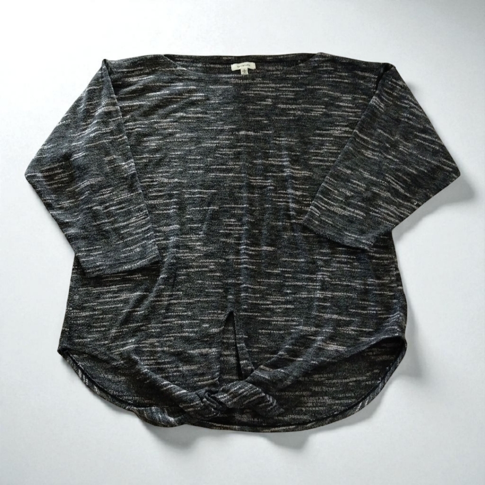 Max Studio Charcoal and Light Gray Knit Blouse